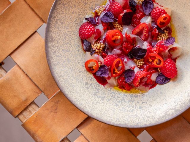 Meïda Bar en ceviche à la framboise
